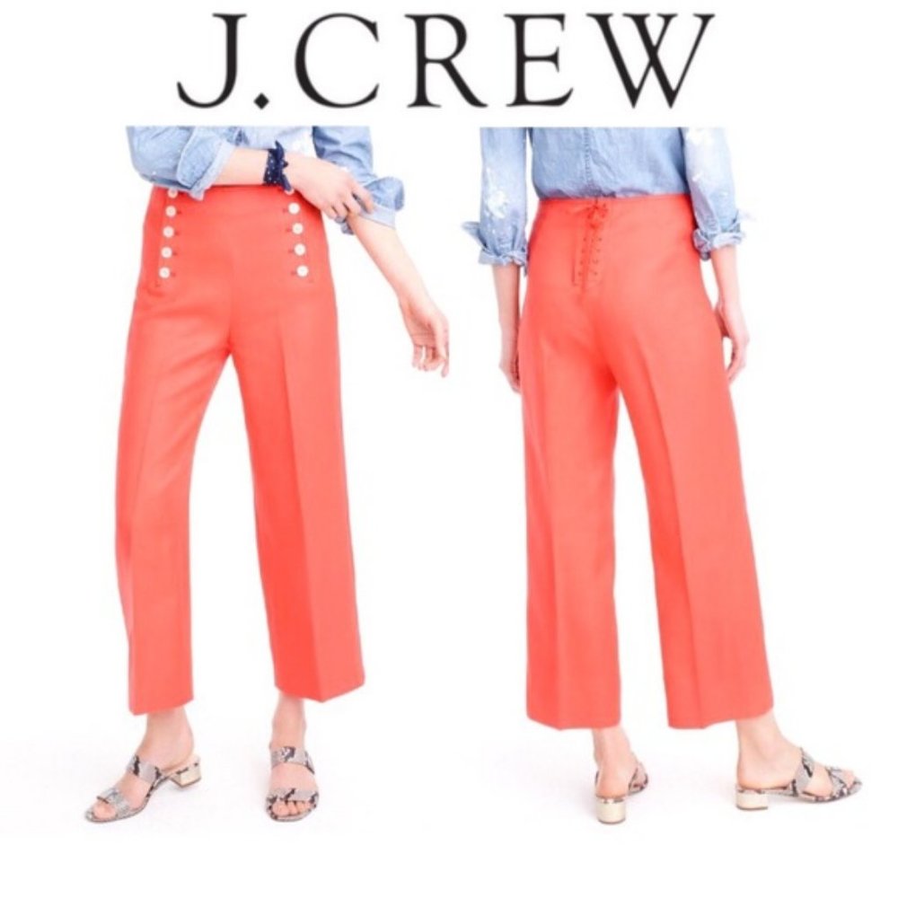 Like new J. Crew Sailor Pant Fiery Sunset Linen Sz 4